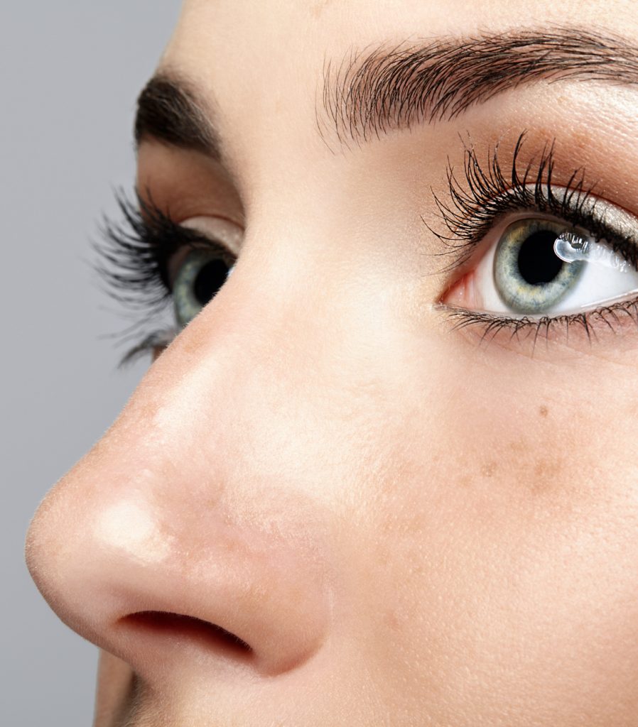 Closeup on a woman's nose