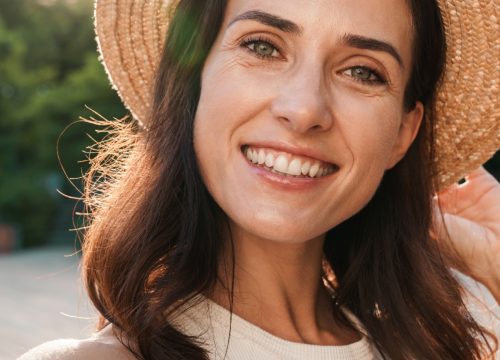 Woman in a sun hat