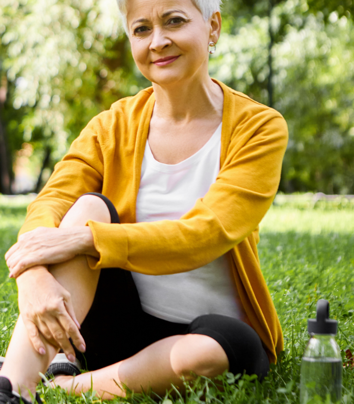 Older woman in a yellow top