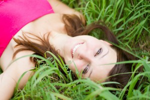 Woman lying in the grass