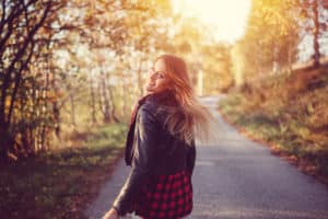 Woman on a fall walk