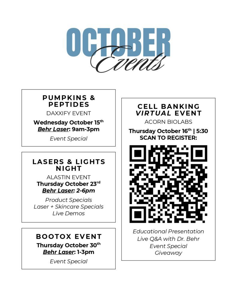 Image listing our October events. Please call us for the full information.
